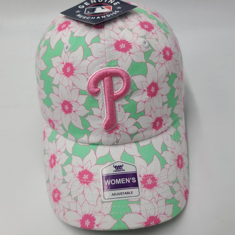 Women Philadelphia Phillies Hat Strapback Fan Favorite White Pink Green Floral